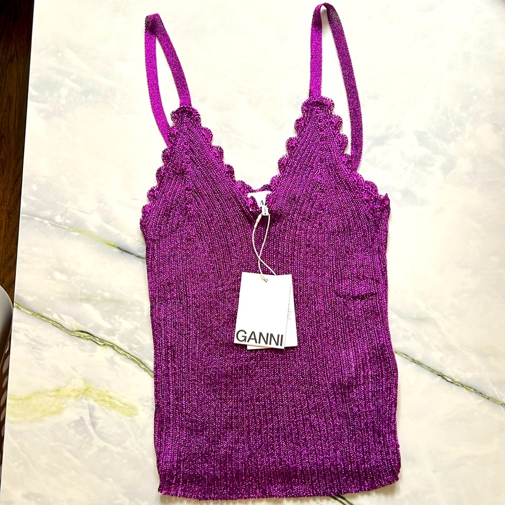 NWT Ganni - Purple Knit Tank Top - XS